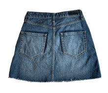Load image into Gallery viewer, Women's Abercrombie & Fitch Denim Skirt Stretch Raw Edge Sz 25 Mini Short