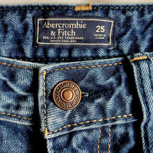 Load image into Gallery viewer, Women's Abercrombie & Fitch Denim Skirt Stretch Raw Edge Sz 25 Mini Short