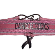 Load image into Gallery viewer, Cancer Sucks Breast Awareness Braided Pink Clasp Bracelet Heart 6 inches Love