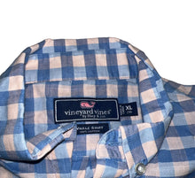 Load image into Gallery viewer, Boy's Vineyard Vines Blue Pink Plaid Lightweight Button Down Shirt Top LS XL 18