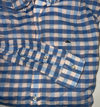 Load image into Gallery viewer, Boy's Vineyard Vines Blue Pink Plaid Lightweight Button Down Shirt Top LS XL 18