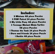 Load image into Gallery viewer, 12 Puzzle Party Pack Minions Dora Paw Patrol Pony Ninja Turtles Nickelodeon
