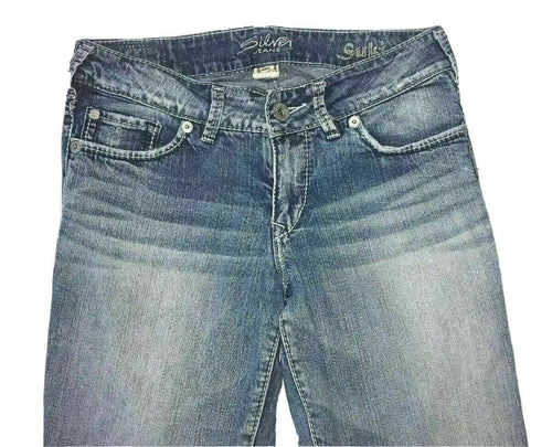 Women's Silver Jeans Denim Pants Size 27 Suki Capri Distressed Blue