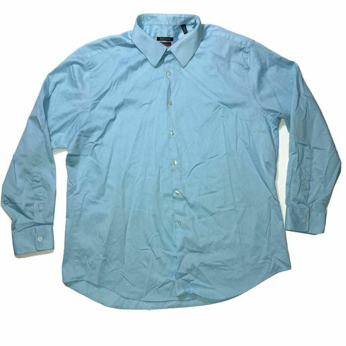 Men's Van Heusen Button Shirt Collar Sz XXL Sz 18 34/35 LS Top Baby Blue Flex