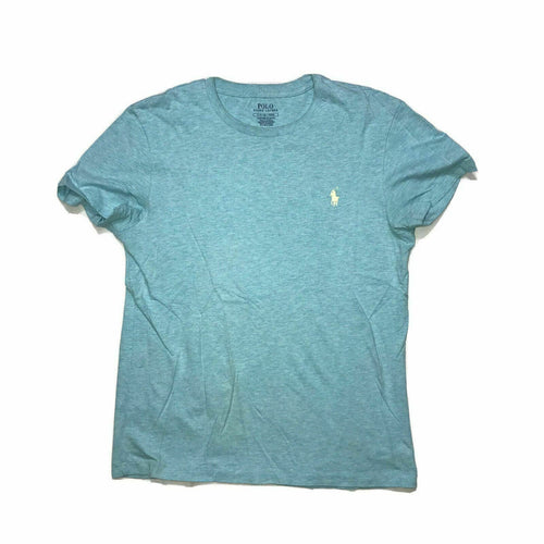 Men's Polo Ralph Lauren Blue Custom Fit SS T Shirt Yellow Horse Sz Small Top