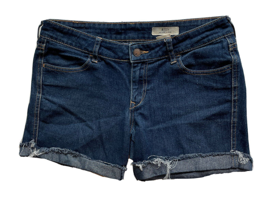 &SQIN Low Slim Denim Cut-off Shorts Jeans