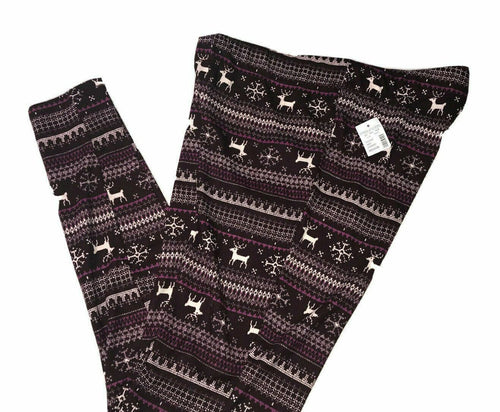 Women's Maurices Leggins Comfy Size Medium Floral Winter Purple New NWT