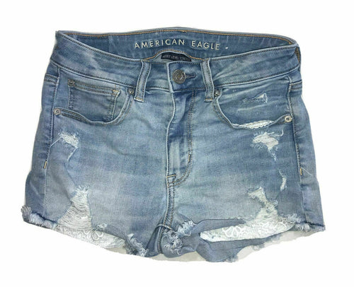 Women's American Eagle Jean Denim Shorts Size 2 Hi-Rise Shortie Next Stretch