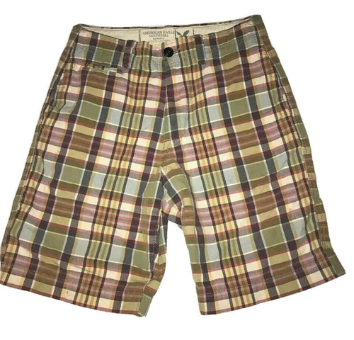 Men's American Eagle Studio Shorts Size 30 Plaid Multicolor Checks Casual