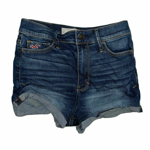 Women's Hollister Jeans Shorts Sz 1 / 25 High Waist Cuff Stretch Shortie