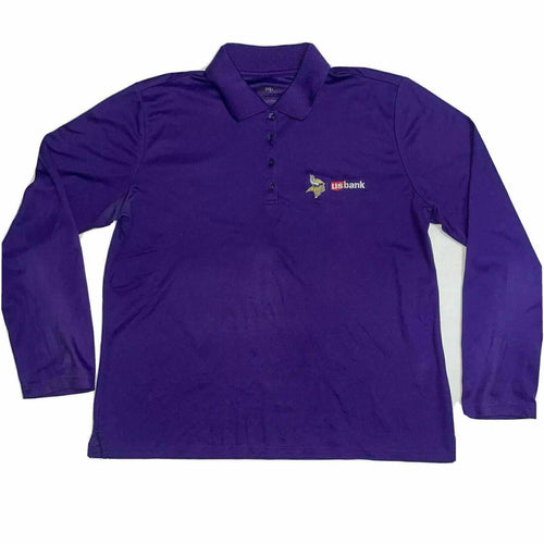 Women's Vikings LS Polo Vikings Performance Lightweight Sz XL Shirt Top US Bank