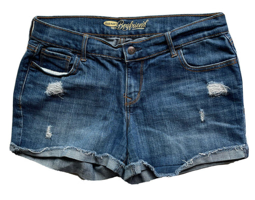 Women's Old Navy Boyfriend Denim Shorts Sz 4 Stretch Rips