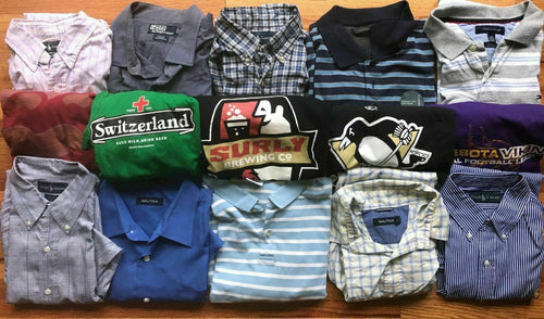 Five(5) Pounds Clothing Shirts Tops T Button Lot Variety Dress Polo Casual Men