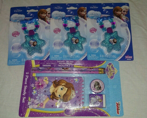 Lot X3 Disney Frozen Bubble Pendant Elsa and Sofia School set Toy 3+