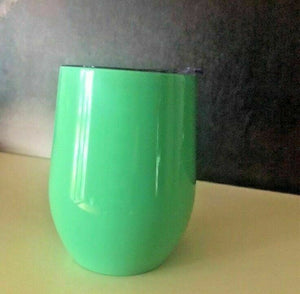 12oz Sea Green Wine Tumbler Beach Glass Insulated Stainless Steel Coffee Cup