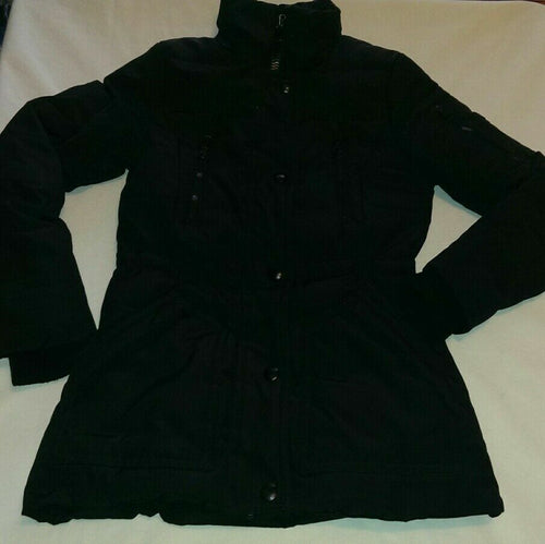 Women's Guess Solid Black Down Winter Jacket Puffer Size XS EUC