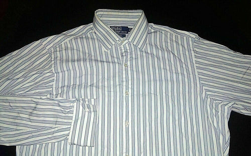 Men's Polo by Ralph Lauren Size 16 35 Curham Button Down Dress Shirt Striped