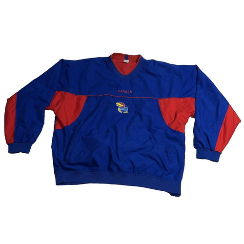 Women's Kansas University Blue Red Logo Bird JayHawk Vintage Jacket Top Shirt M