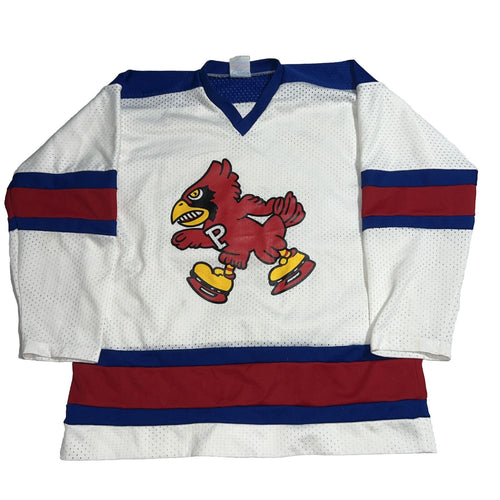 Men's Cardinal Red Bird Team Skate VTG Team P Jersey Blue White Classic Sz Large