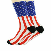 Load image into Gallery viewer, 1 pair USA Flag Calf High High Socks American Patriotic United States 4th July