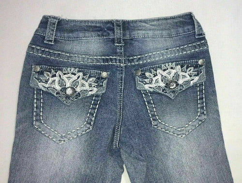 Women's Paisley Sky Denim Pants Jeans Size 2 Skinny Distressed Thick Stitch