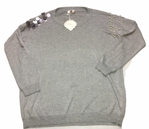 Women's Simply Couture Sweater Sweatshirt Size Large Silver Holiday New NWT