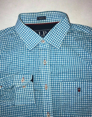 Men's Louis Philippe LP Button Down Shirt Size 39 Slim Fit Unique Rare Imported