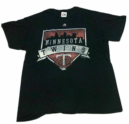 Men's Minnesota Twins MLB Majestic Large Shirt Baseball T-Shirt Size