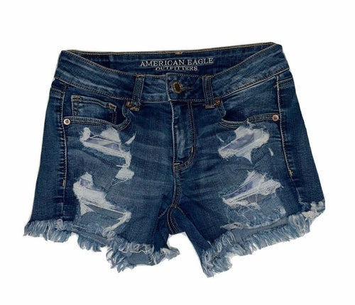 Women's American Eagle Outfitters Sz 4 Shorts Denim Jean Midi Rips