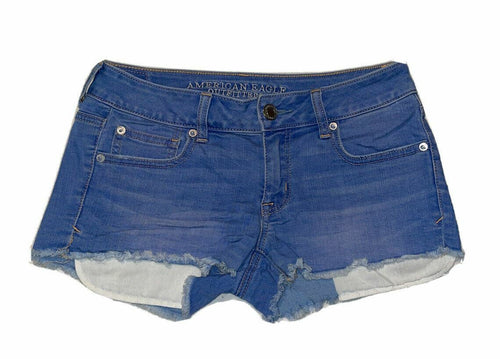 Women's American Eagle Outfitters Shortie Sz 4 Shorts Denim Jean Raw Jeans