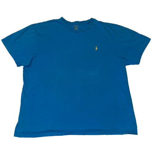 Men's Polo Ralph Lauren Blue Aqua Yellow T Shirt Top S/S Sz XL Stain