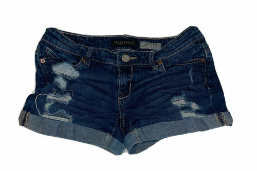 Women's Aeropostale Aero Shorts Denim Jean Sz 2 Midi Rips