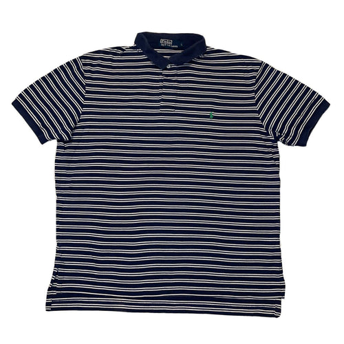 Men's Polo Ralph Lauren Polo Navy Blue Green Stripe T Shirt Top S/S Sz Large